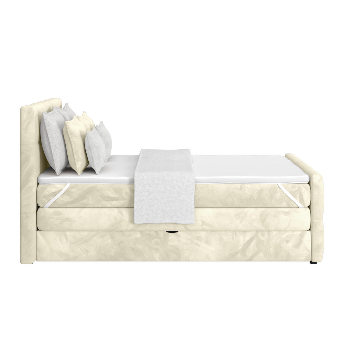 BOXSPRINGBETT 140/200 cm,  in Champagner, gepolstertes Kopfteil, Bettkasten, Topper, Matratzen, H3 + H3 = fest  - Champagner, KONVENTIONELL, Holz/Holzwerkstoff (140/200cm) - Luca Bessoni