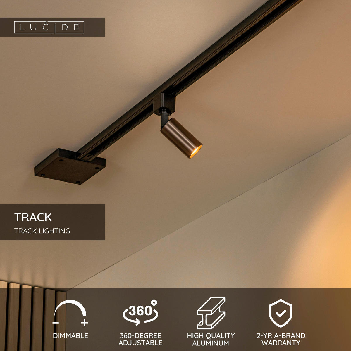 SCHIENENSYSTEM Track 4/4.6/14.3 cm   - Cappuccino, Basics, Metall (4/4.6/14.3cm) - Lucide