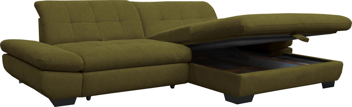 ECKSOFA in Mikrofaser Grün  - Schwarz/Grün, Design, Textil/Metall (290/198cm) - Xora