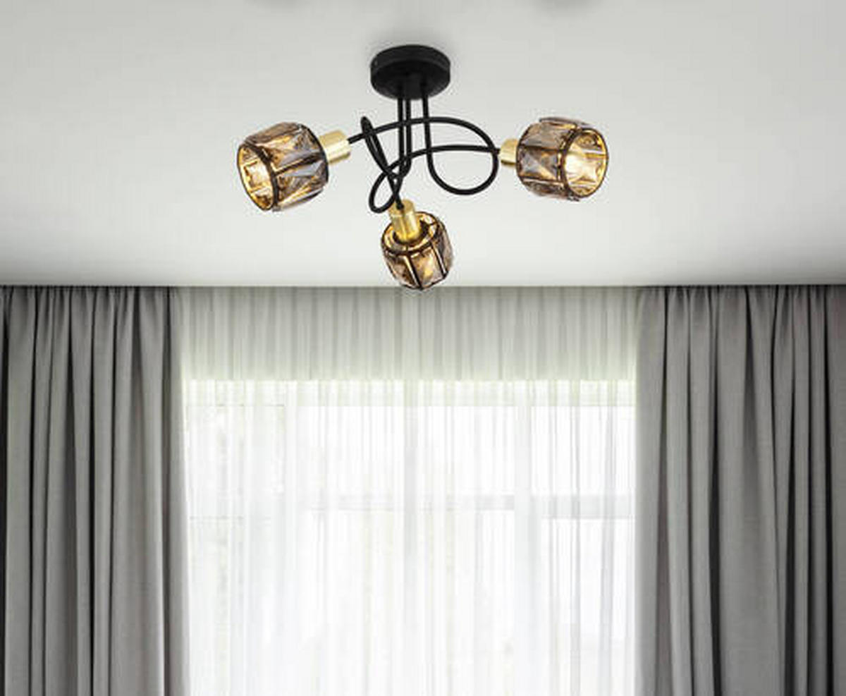 PLAFONIERĂ - auriu/negru, Design, sticlă/metal (38/24cm) - Globo