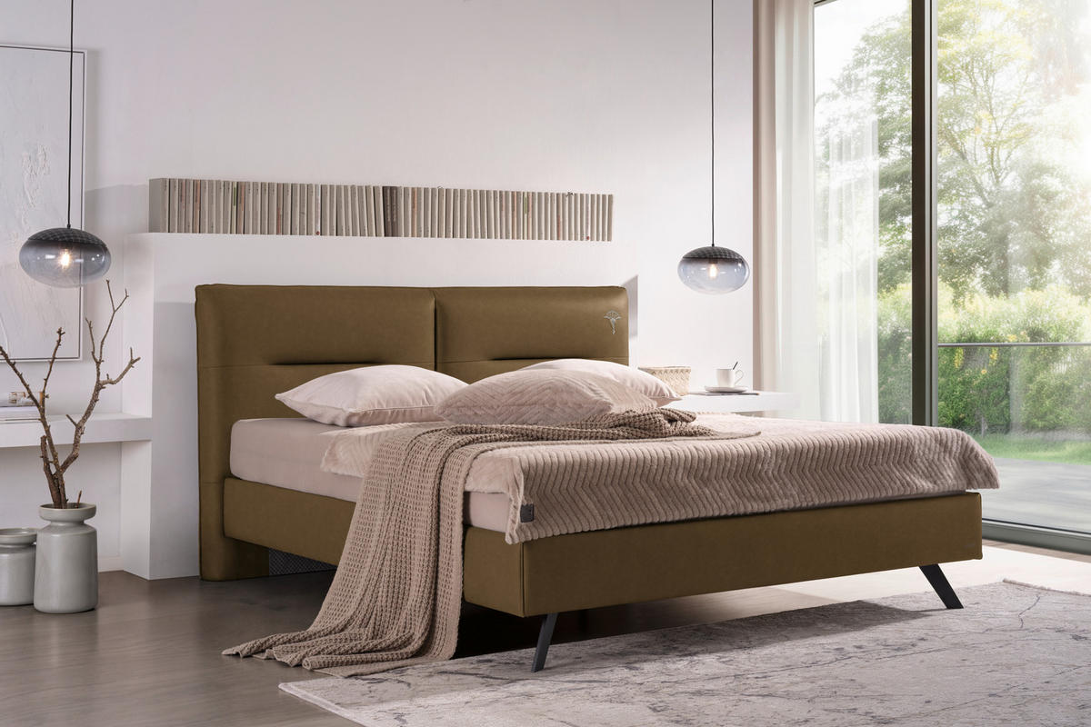 POLSTERBETT Braun 180/200 cm  - Schwarz/Braun, Design, Textil/Metall (180/200cm) - Joop!