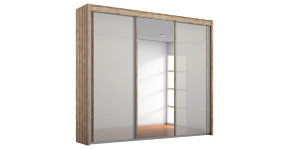 SCHWEBETÜRENSCHRANK  in Grau, Eiche San Remo  - Eiche San Remo/Grau, Basics, Glas/Holzwerkstoff (225/235/65cm) - Cantus