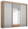 SCHWEBETÜRENSCHRANK 225/197/65 cm 3-türig  - Eiche San Remo/Grau, Basics, Glas/Holzwerkstoff (225/197/65cm) - Cantus