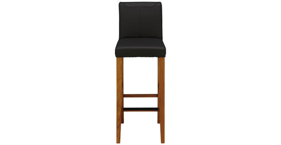 BARHOCKER in Holz, Leder Grau, Eichefarben - Eichefarben/Grau, KONVENTIONELL, Leder/Holz (38/105/53cm) - Cantus