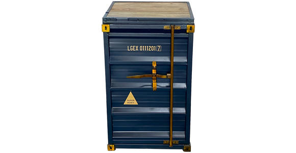 BARSCHRANK in Blau, Naturfarben, Goldfarben - Blau/Goldfarben, Trend, Holz/Metall (120/99/48cm) - Ambia Home