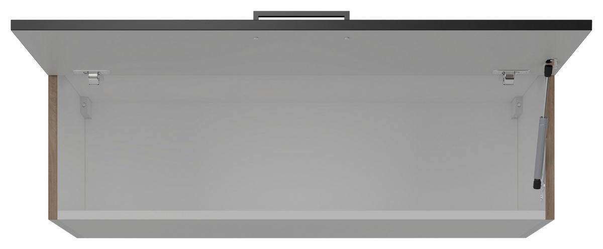 KÜCHENOBERSCHRANK 100/32/32 cm  in Schwarz, Eichefarben  - Edelstahlfarben/Eichefarben, KONVENTIONELL, Holzwerkstoff/Metall (100/32/32cm) - FlexWell