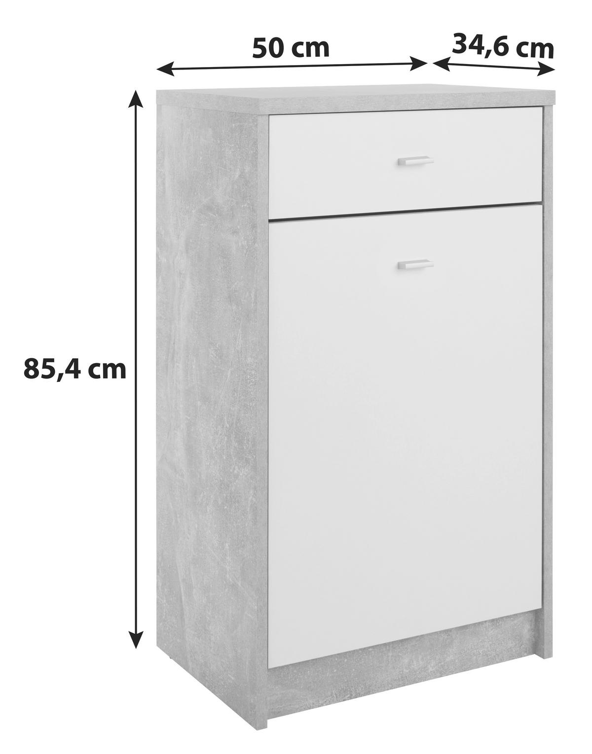 KOMODA   50/85,4/34,6 cm   siva, bijela  - bijela/siva, Moderno, drvni materijal/plastika (50/85,4/34,6cm) - Modern Living