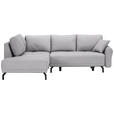 ECKSOFA in Samt Hellgrau  - Hellgrau/Schwarz, LIFESTYLE, Textil/Metall (191/250cm) - Carryhome