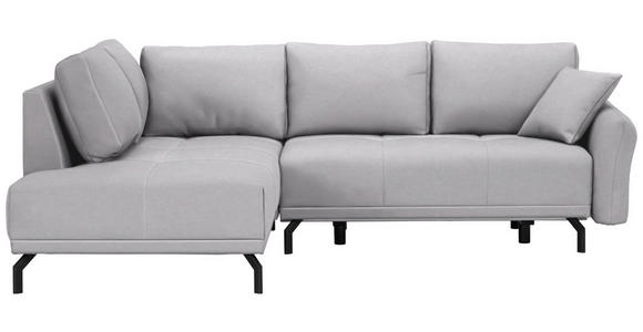 ECKSOFA in Samt Hellgrau  - Hellgrau/Schwarz, LIFESTYLE, Textil/Metall (191/250cm) - Carryhome