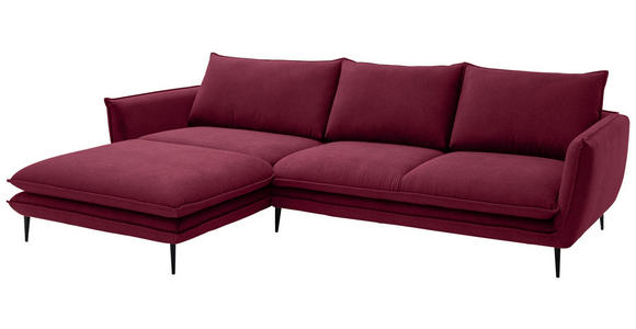 ECKSOFA  in Webstoff Bordeaux  196/304 cm  - Bordeaux/Schwarz, KONVENTIONELL, Textil/Metall (196/304cm) - Hom`in