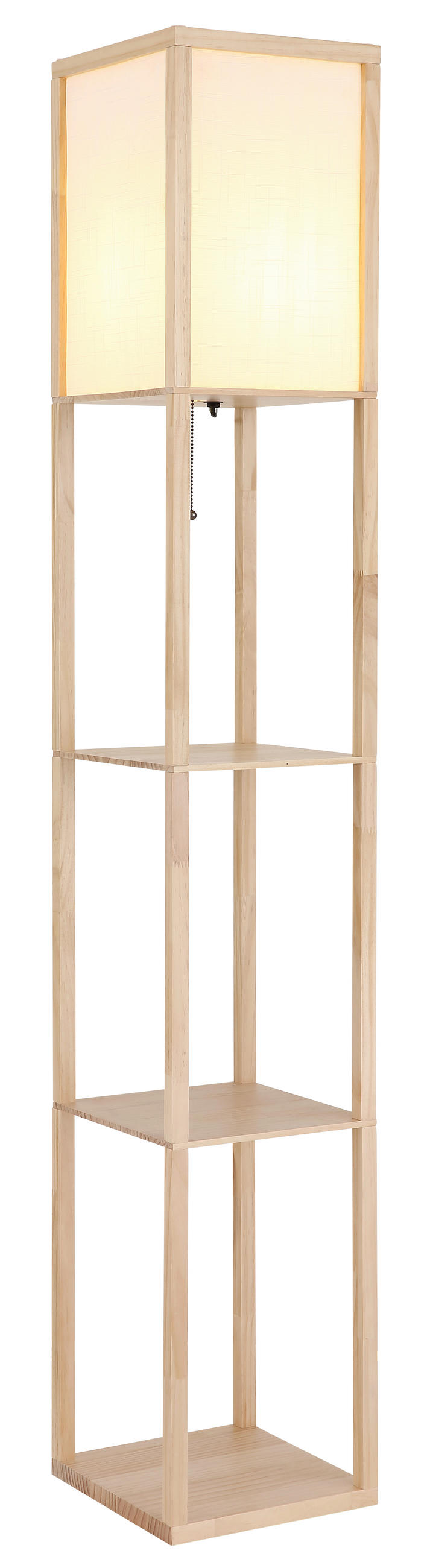 STEHLEUCHTE 26/26/159 cm    - Hellbraun/Weiß, Natur, Holz/Textil (26/26/159cm) - Globo