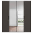 DREHTÜRENSCHRANK 201/223/61 cm,  in Graphitfarben, 4-türig  - Chromfarben/Edelstahlfarben, Basics, Glas/Holzwerkstoff (201/223/61cm) - Novel