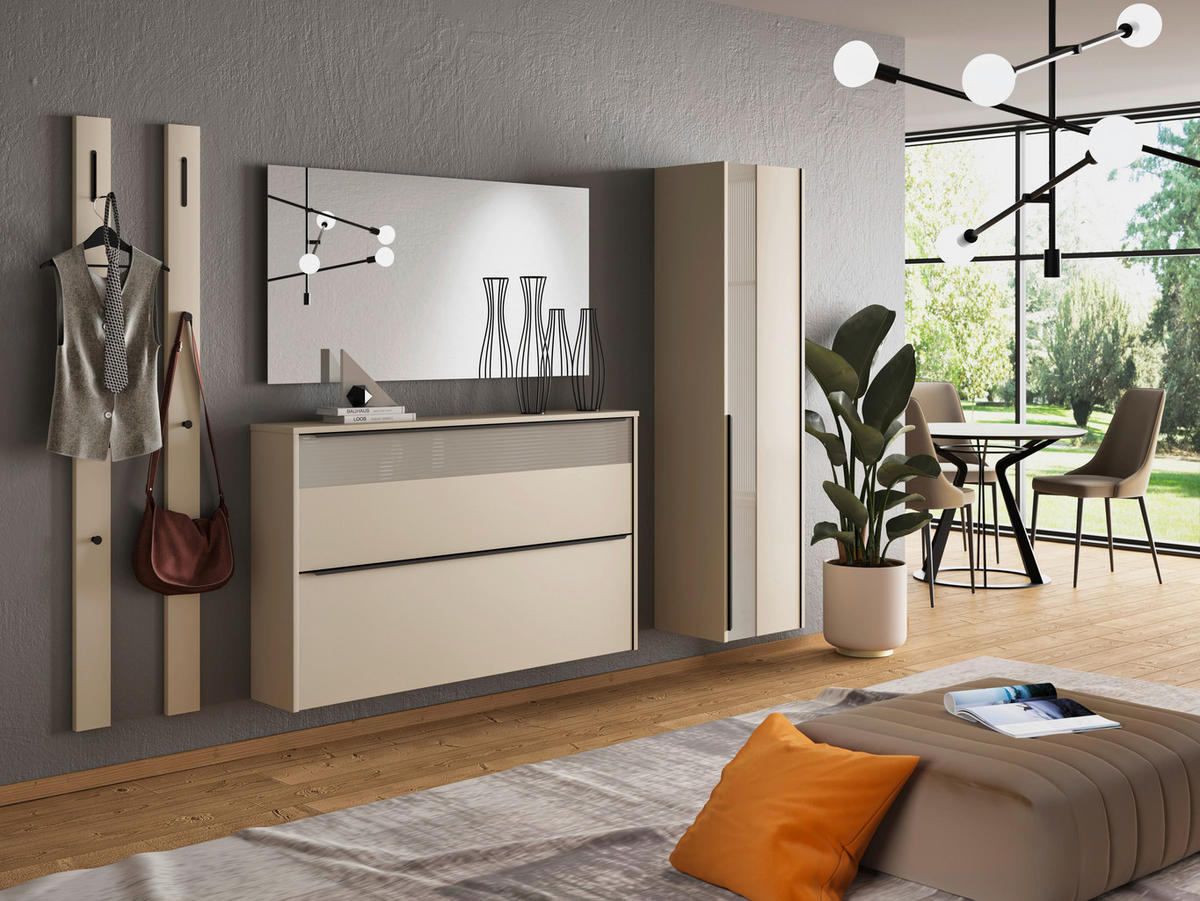 GARDEROBENPANEEL  in 10/165/5 cm  - Sandfarben/Schwarz, Design, Holzwerkstoff/Metall (10/165/5cm) - Dieter Knoll