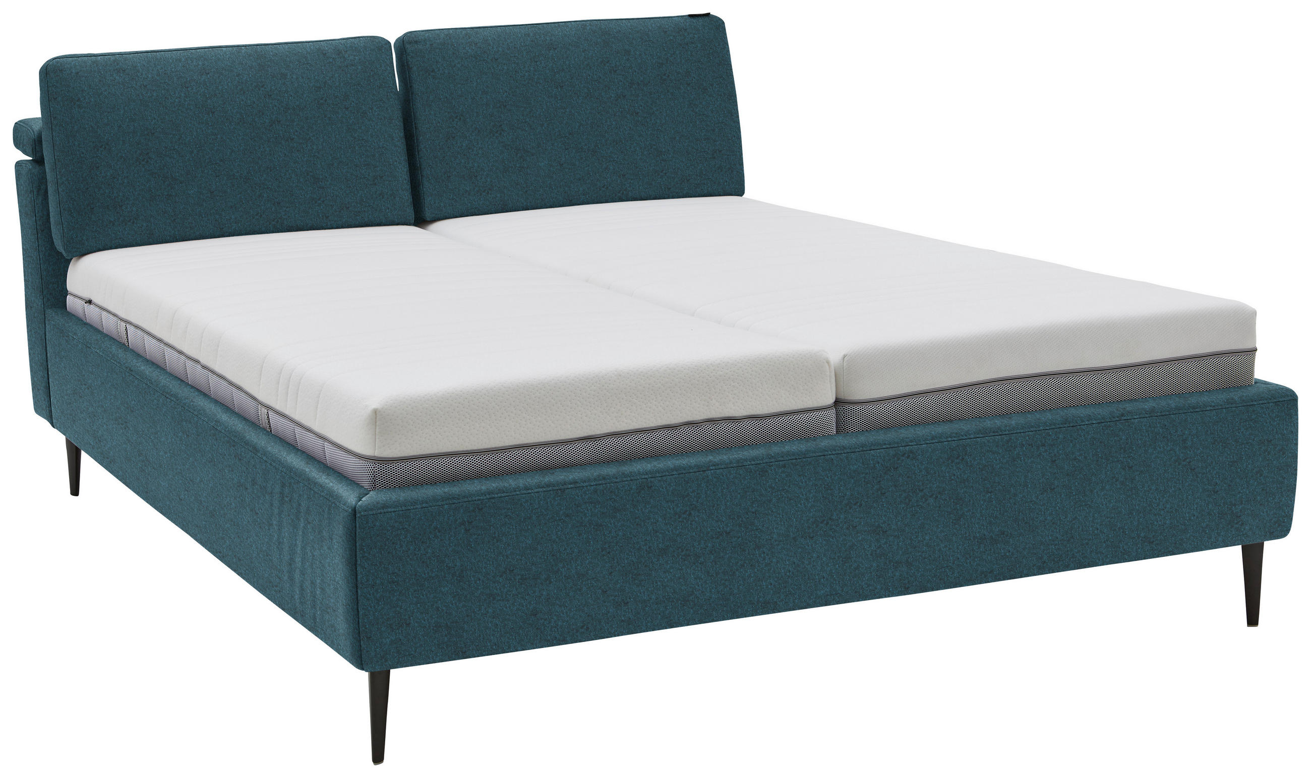 POLSTERBETT Matratze, Lattenrost Blau 180/200 cm  - Hellbraun/Blau, Design, Holz/Textil (180/200cm) - Johann Jakob