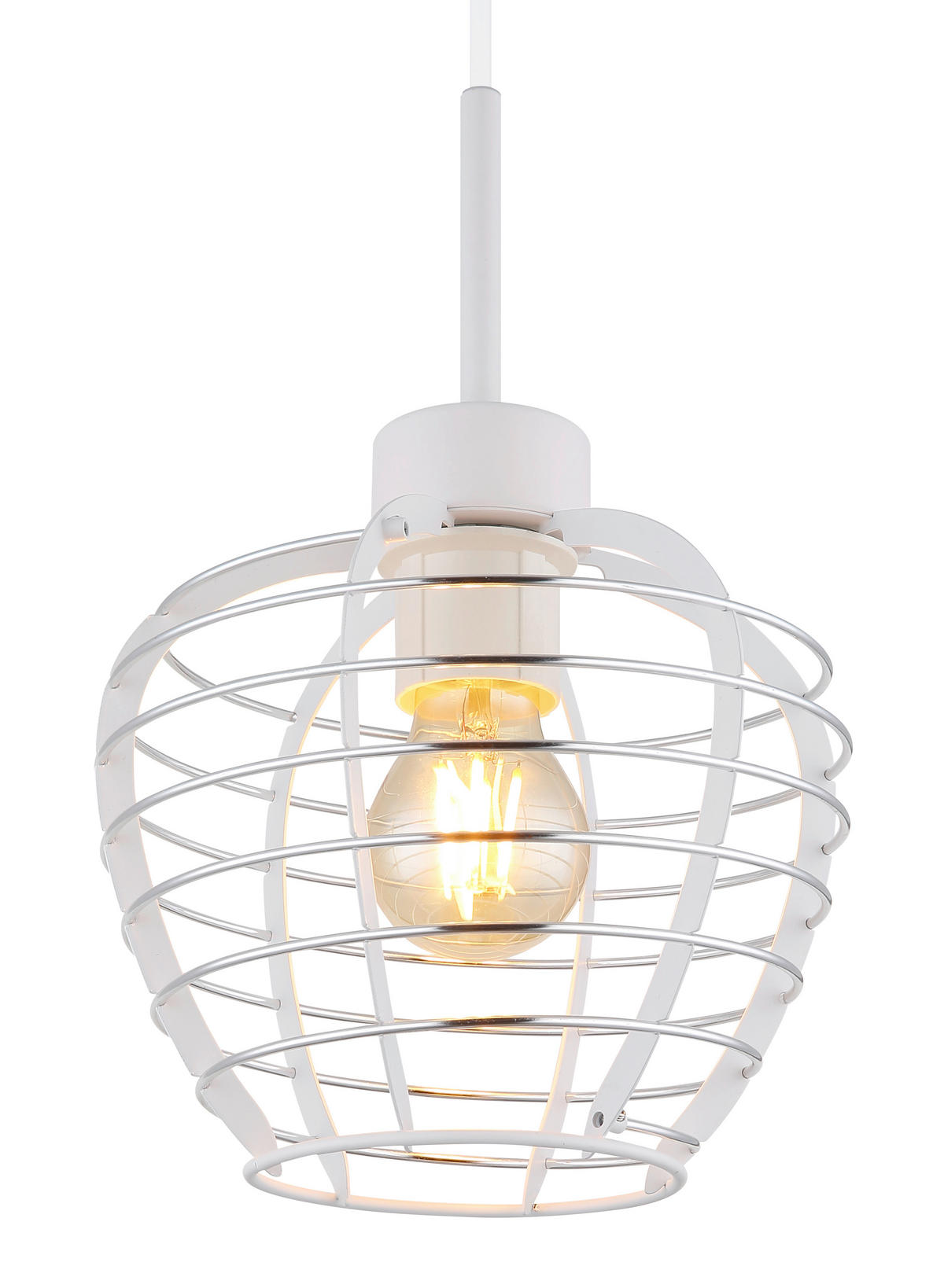 HÄNGELEUCHTE 20,5/120 cm  - Chromfarben/Weiß, Basics, Kunststoff/Metall (20,5/120cm) - Globo