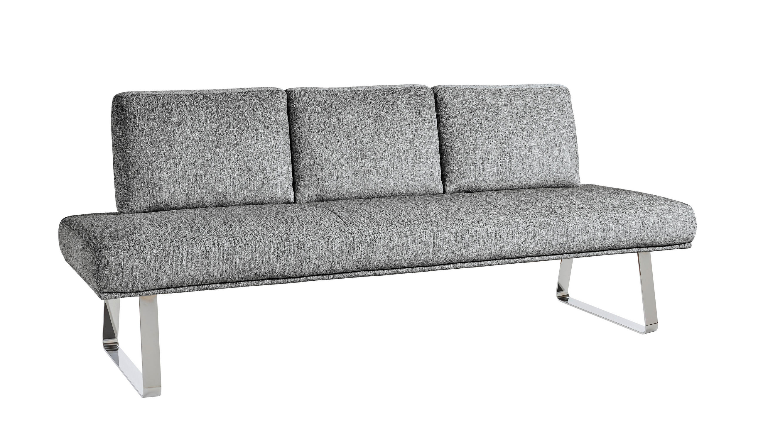 SITZBANK 209/92/78 cm  in Grau, Hellgrau  - Chromfarben/Hellgrau, Design, Textil/Metall (209/92/78cm) - Dieter Knoll