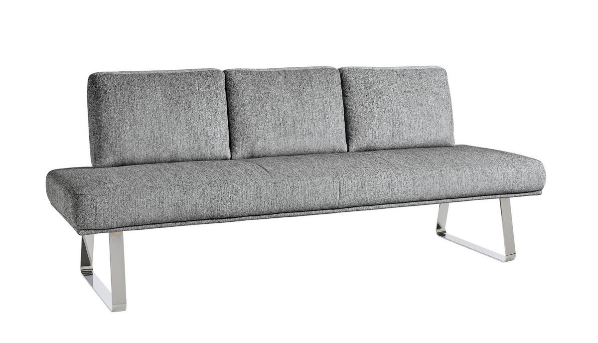 SITZBANK 224/92/78 cm  in Grau, Hellgrau  - Chromfarben/Hellgrau, Design, Textil/Metall (224/92/78cm) - Dieter Knoll
