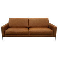3-SITZER-SOFA in Echtleder Cognac  - Cognac/Schwarzchrom, Design, Leder/Metall (187/85/92cm) - Livetastic