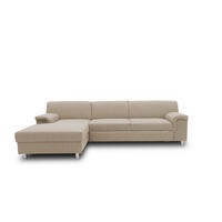 ECKSOFA 150/251 cm  in Webstoff Beige  150/251 cm  - Chromfarben/Beige, KONVENTIONELL, Textil/Metall (150/251cm) - MID.YOU