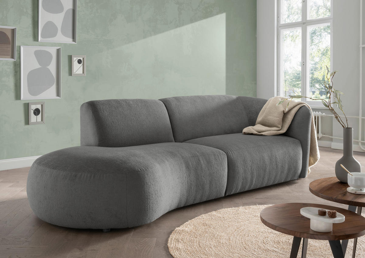ECKSOFA in Mikrofaser Graubraun  - Graubraun/Schwarz, Modern, Kunststoff/Textil (107/238cm) - Livetastic