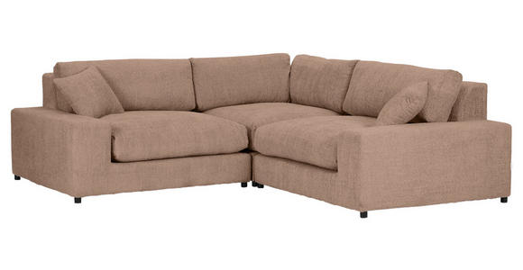ECKSOFA  Braun Bouclé  - Greige/Schwarz, MODERN, Kunststoff/Textil (255/255cm) - Landscape