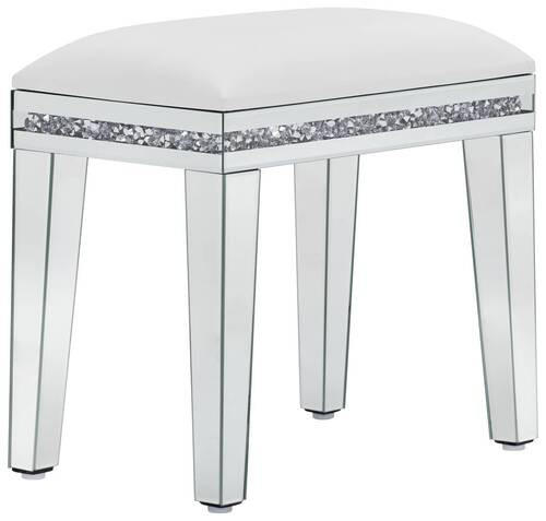 HOCKER Lederlook Creme, Silberfarben  - Silberfarben/Creme, Trend, Glas/Kunststoff (50/47/30cm) - Carryhome