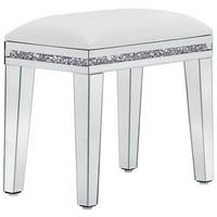 HOCKER Lederlook Creme, Silberfarben  - Silberfarben/Creme, Trend, Glas/Kunststoff (50/47/30cm) - Carryhome