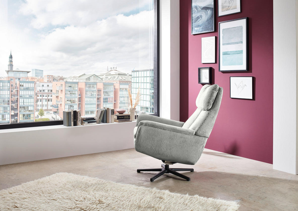 RELAXSESSEL Cord    - Ecru/Schwarz, Design, Textil/Metall (79/108/89cm)