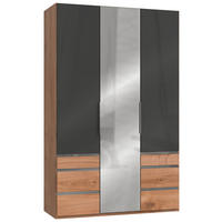 DREHTÜRENSCHRANK  in Grau, Eichefarben  - Chromfarben/Eichefarben, MODERN, Glas/Holzwerkstoff (150/236/58cm) - MID.YOU
