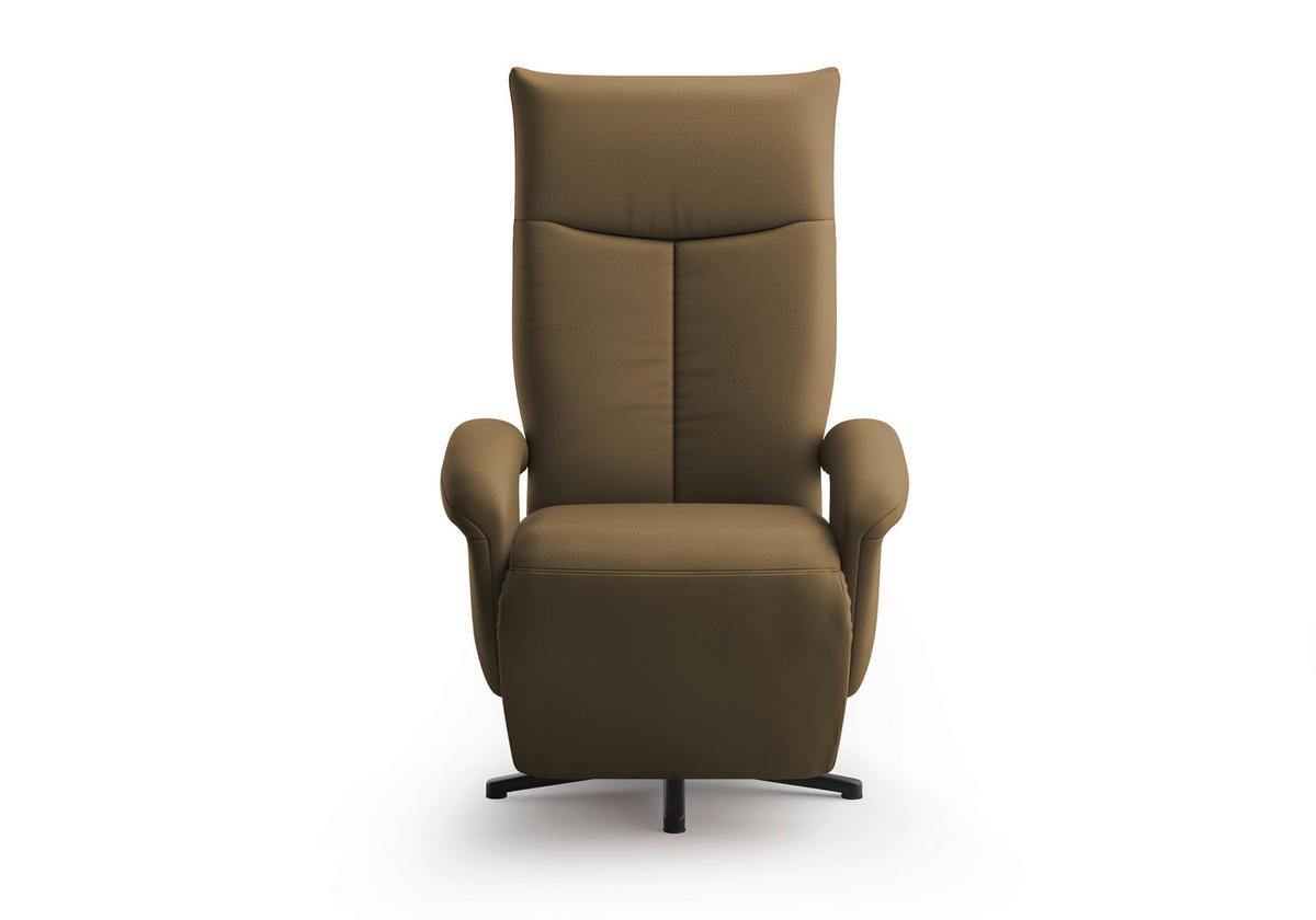 SESSEL in Echtleder Olivgrün  - Schwarz/Olivgrün, Konventionell, Leder/Metall (74/112/82cm) - Sit & More