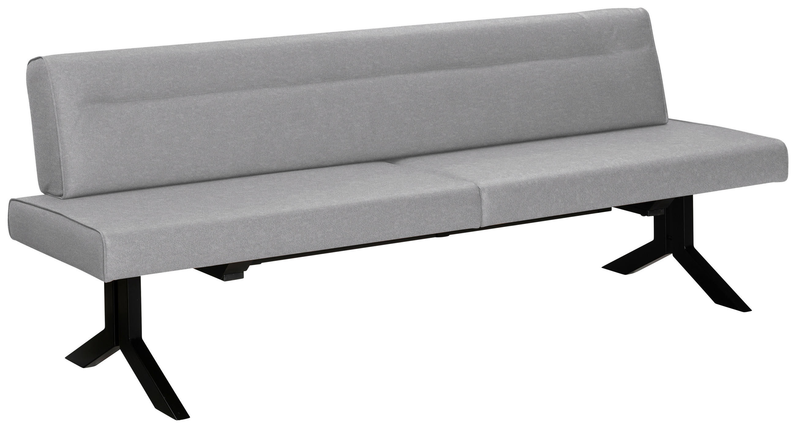 SITZBANK Metall, Textil Hellgrau  - Hellgrau/Schwarz, Konventionell, Textil/Metall (220/87/70cm) - Moderano