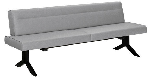 SITZBANK 220/87/70 cm  in Hellgrau  - Hellgrau/Schwarz, KONVENTIONELL, Textil/Metall (220/87/70cm) - Moderano
