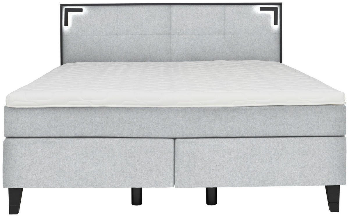 BOXSPRINGBETT 180/200 cm  in Mintgrau  - Mintgrau/Schwarz, Design, Holz/Textil (180/200cm) - Hom`in