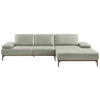 ECKSOFA in Echtleder Hellgrau  - Hellgrau/Bronzefarben, Design, Leder/Holz (314/176cm) - Valnatura