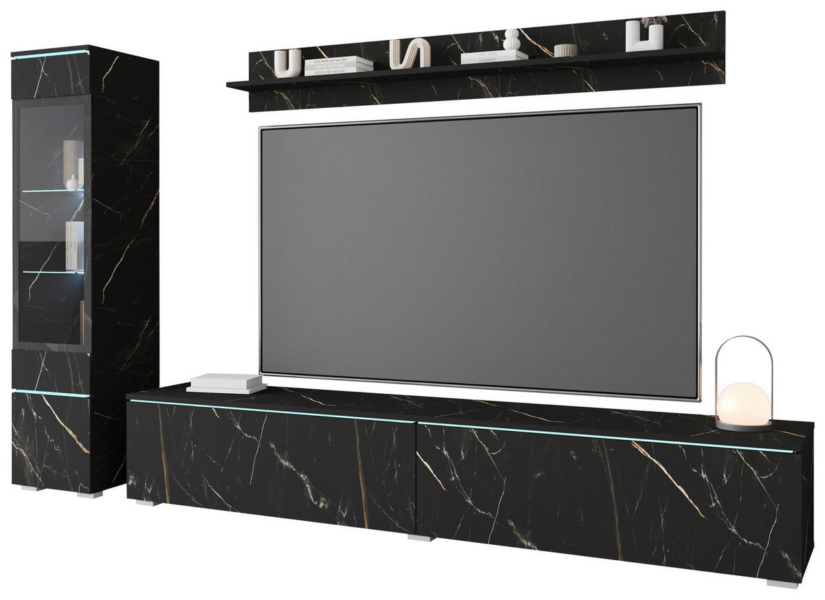 DNEVNI REGAL,  barve skrilavca  - siva/barve skrilavca, Basics, umetna masa/steklo (210/130/33cm) - P & B