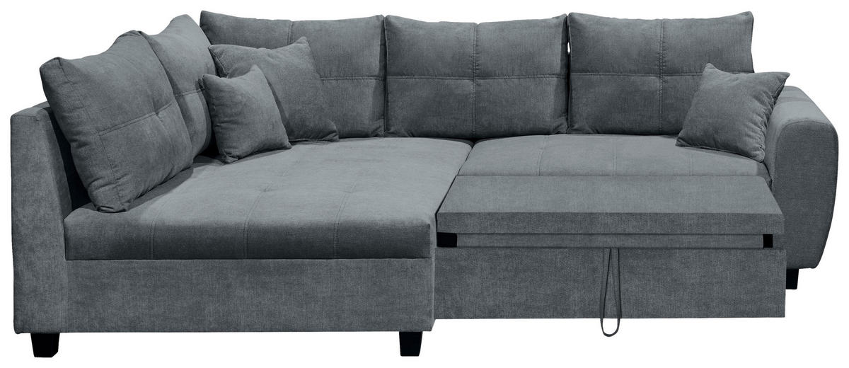ECKSOFA Anthrazit Mikrovelours  - Anthrazit, Basics, Holzwerkstoff/Textil (176/248cm) - MID.YOU