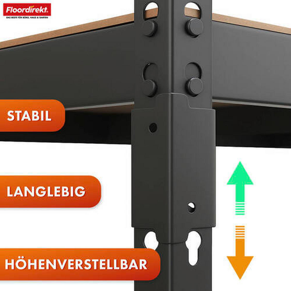 SCHWERLASTREGAL 90/180/45 cm  - Schwarz, Basics, Naturmaterialien/Metall (90/180/45cm) - Floordirekt