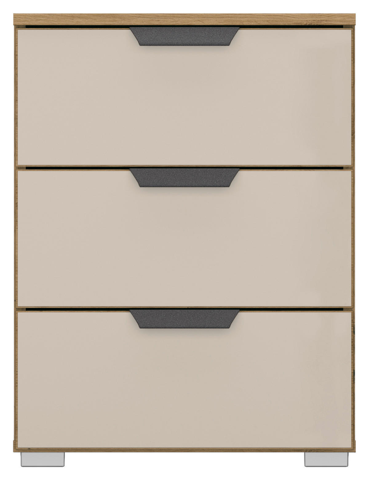 SÄNGBORD i champagne, ek Artisan  - aluminiumfärg/champagne, Modern, metall/trämaterial (40/61/42cm) - Rauch Möbel