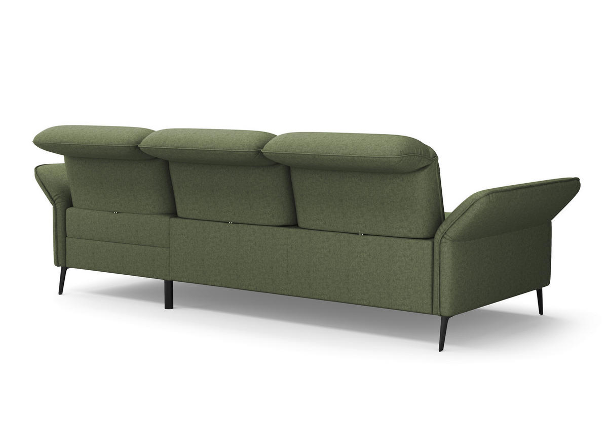 ECKSOFA in Flachgewebe Olivgrün  - Schwarz/Olivgrün, Konventionell, Textil/Metall (264/198cm) - Sit & More