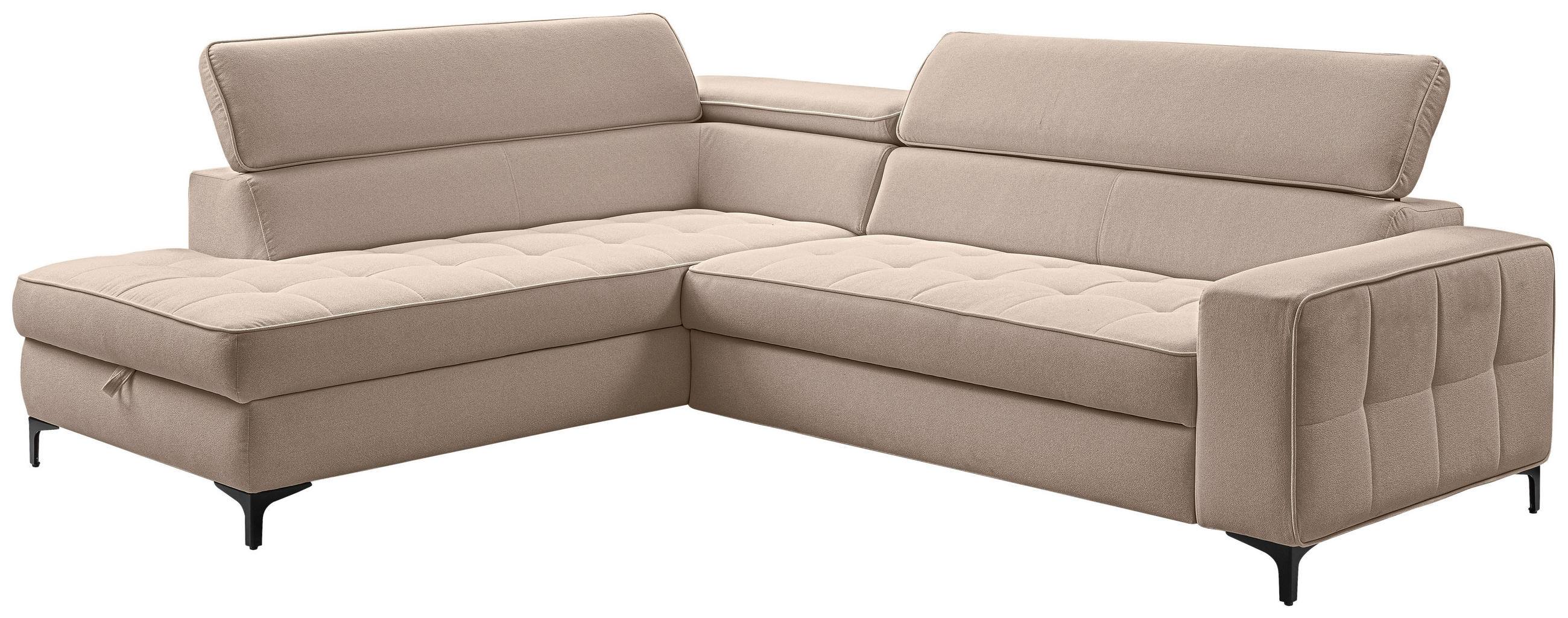 ECKSOFA Taupe Struktur  - Taupe/Schwarz, Design, Textil/Metall (203/251cm) - MID.YOU