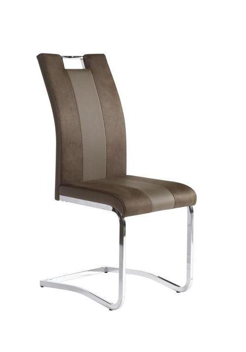 SCHWINGSTUHL  in Stahl Lederlook, Mikrofaser  - Chromfarben/Hellbraun, Design, Textil/Metall (42,50/99,50/56cm) - Carryhome