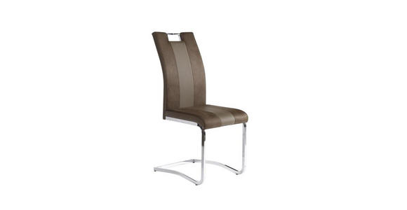 SCHWINGSTUHL in Stahl Lederlook, Mikrofaser - Chromfarben/Hellbraun, Design, Textil/Metall (42,50/99,50/56cm) - Carryhome