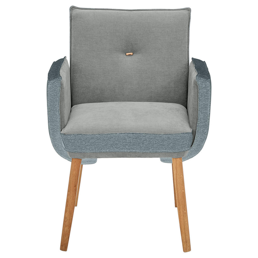 Thumbnail - Linea Natura Armlehnstuhl, Dunkelgrau, Holz, Textil, Eiche, vollmassiv, eckig, 67x86x67 cm, Stoffauswahl, inklusive Arml...