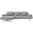 ECKSOFA  in Chenille Hellgrau Rückenkissen, Armlehnenkissen  168/334 cm  - Hellgrau/Schwarz, Design, Textil/Metall (168/334cm) - Dieter Knoll