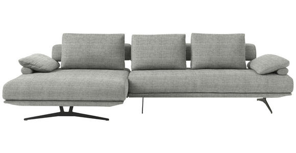 ECKSOFA  in Chenille Hellgrau Rückenkissen, Armlehnenkissen  168/334 cm  - Hellgrau/Schwarz, Design, Textil/Metall (168/334cm) - Dieter Knoll