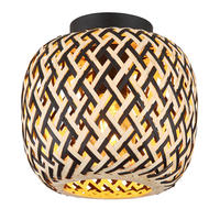 DECKENLEUCHTE  20/19,5 cm    - Schwarz/Naturfarben, Natur, Naturmaterialien/Metall (20/19,5cm) - Globo
