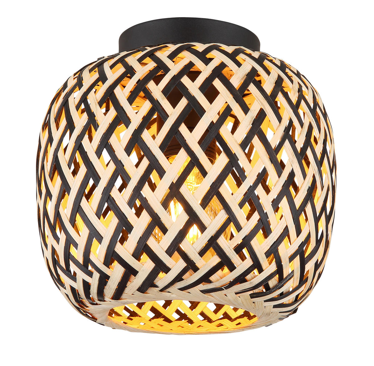 DECKENLEUCHTE  20/19,5 cm    - Schwarz/Naturfarben, Natur, Naturmaterialien/Metall (20/19,5cm) - Globo