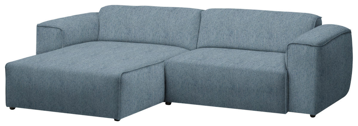 ECKSOFA in Webstoff Blau  171/265 cm  - Blau/Schwarz, Design, Kunststoff/Textil (171/265cm) - home24