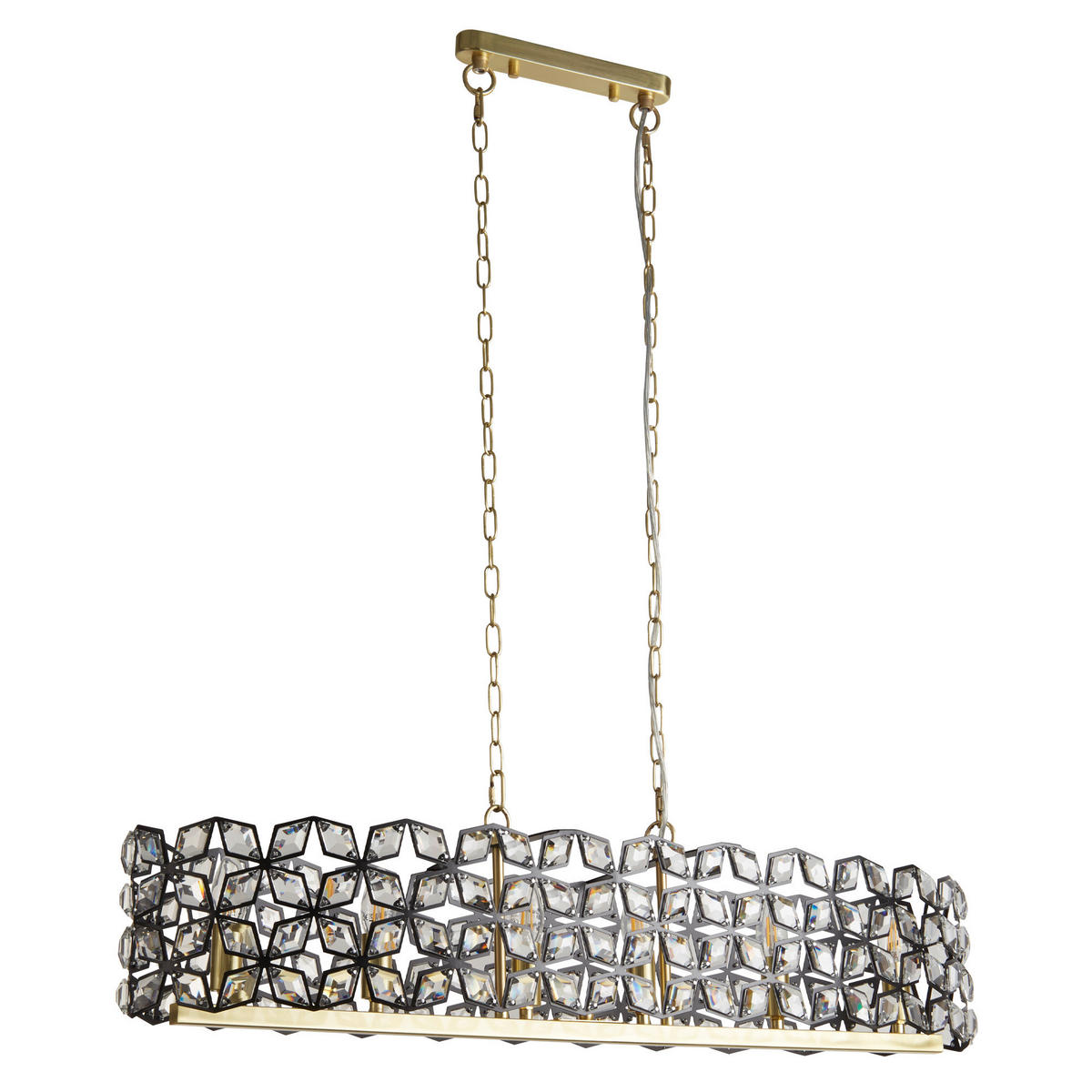 HÄNGELEUCHTE Iris 100/30/150 cm   - Klar/Schwarz, Basics, Glas/Metall (100/30/150cm) - Searchlight