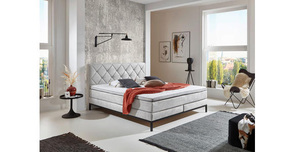 BOXSPRINGBETT 140/200 cm  in Silberfarben  - Silberfarben/Schwarz, KONVENTIONELL, Textil/Metall (140/200cm) - Carryhome